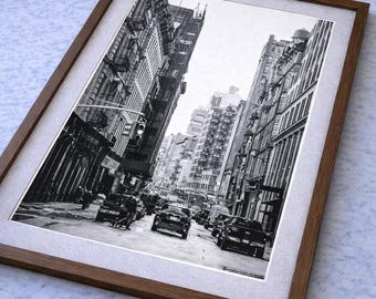 Escena callejera de la ciudad de Nueva York / Fotografía urbana en blanco y negro (impresión)