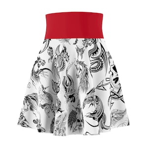 Ethereal Women&#39;s Skater Skirt with Bold Design, Stylish Everyday Wear, Perfect for Festivals, Casual Outings, Fashion Statement