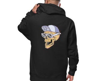 Bluza z kapturem unisex z czaszką, rozpinana, gotycka, uliczna, z polaru, w stylu dark fashion