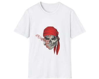 Koszulka z grafiką pirackiej czaszki | Koszulka unisex z marynarskimi piratami, miękka bawełniana