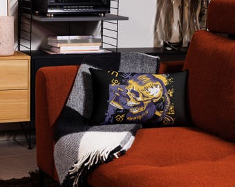 Funda de almohada de calavera: poliéster con tacto de lino de primera calidad