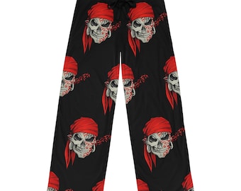 Pantalones de pijama con bandana roja y calavera pirata / Estampado completo
