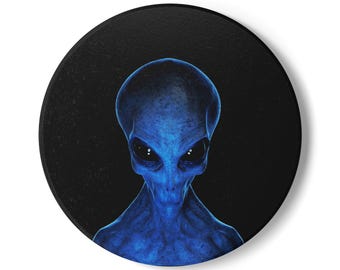 Posavasos de cerámica con ilustración de extraterrestre / Diseño de ovni espacial