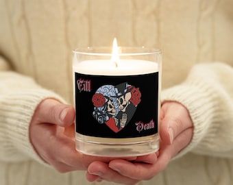 Till Death Barattolo di vetro, Candela di soia senza profumo, Arredamento gotico per la casa, Estetica dark, Stile alternativo