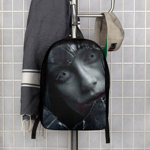 Broken Glass  Scary Face black Minimalist Backpack