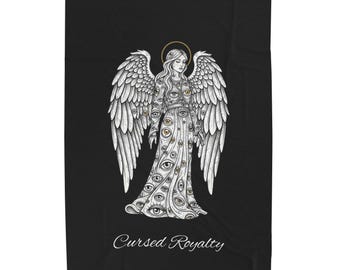 Manta con ilustración de ángel de la realeza maldita / peluche de terciopelo