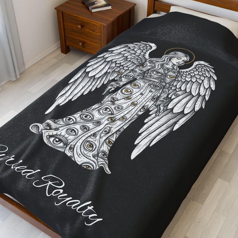 Cursed Royalty Angel Illustration Blanket | Velveteen Plush - Etsy