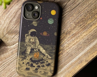 Astronaut Roasing Marshmallows on Alien Planet Phone Case, Tough Case, iPhone, Samsung, Google Pixel, Multiple Models Available
