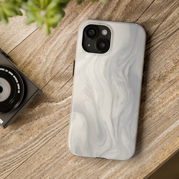 Smokey Concrete White Grey Swirling Pattern Funda para iPhone, Color suave, Abstracto, Estético, Elegante funda para iPhone, Múltiples modelos disponibles