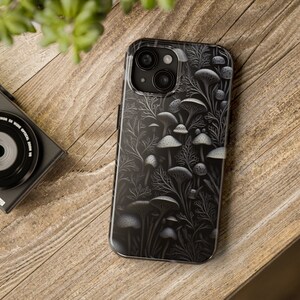 Dark Mushroom iPhone case, Whimsigoth, Cottagecore, Goblincore, Botanical Aesthetic, Tough iPhone Case, Multiple iPhone models available