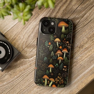 Mushroom iPhone Case, Fern Pattern, Goblincore, Cottagecore, Botanical Phone Case, Multiple iPhone Models Available