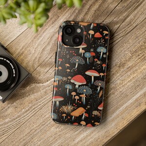 Dark Mushroom iPhone Case, Mushroom Pattern, Goblincore, Cottagecore, Whimsigoth, Botanical, Plant Phone Case, Multiple Models Available