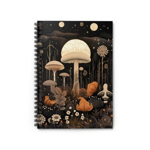 Mushroom Tarot Spiral Notebook: Whimsigoth Cottagecore Ruled Line