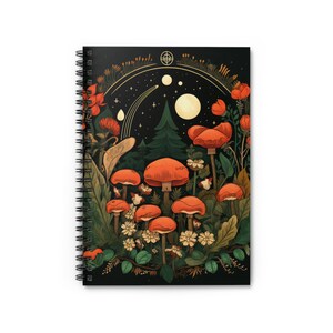 Whimsigoth Mushroom Spiral Notebook: Dark Floral Goblincore Design