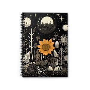 Whimsigoth Mushroom Spiral Notebook: Dark Floral Occult Theme