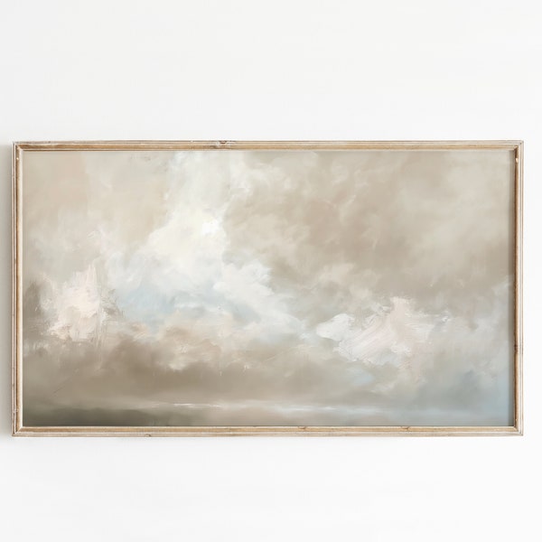 Samsung Frame TV Art Abstract Sky Painting Vintage Atmospheric Moody Neutral Tones Beige Tones Aesthetic 3840 x 2160px 4K Digital Download