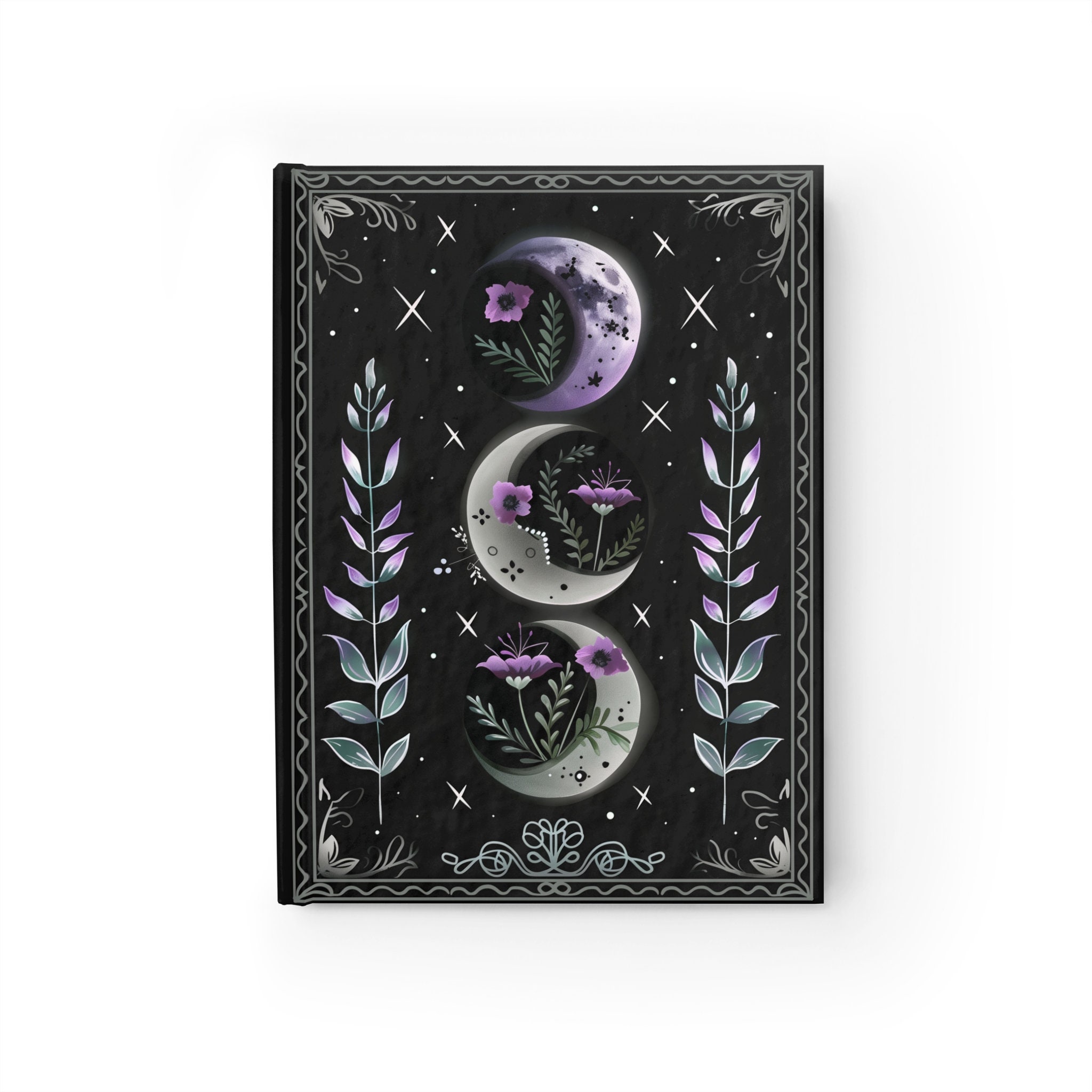 Carnet De Notes Grimoire En Cuir Phases De Lune De 400 Pages : Livre De