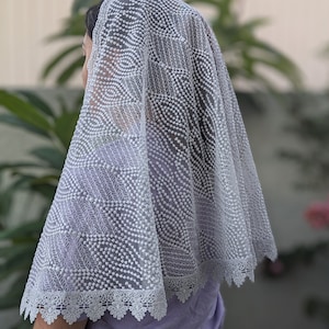 Silver White Veil - D Shape Veil/ Prayer Veil/ Mantilla