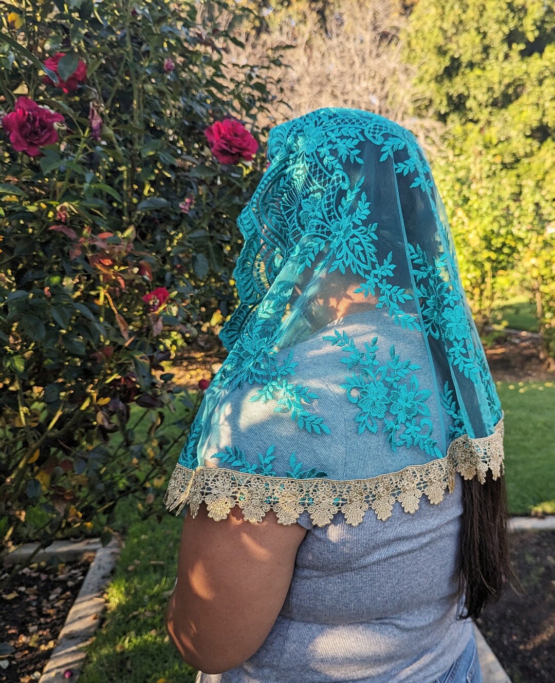 Our Lady of Guadalupe Collection/jade With Gold Trim Veil D Etsy