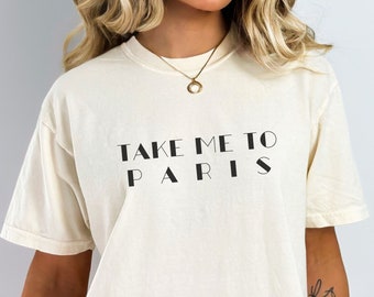 Ta mig till Paris T-shirt: Avslappnad passform, plaggfärgad bomull