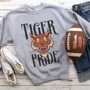 Tigers Sweatshirt, Tiger Shirt, Tiger Pride, Retro School Spirit Shirts, Tigers Football, Football Mom Shirt, Go Tigers, Vintage