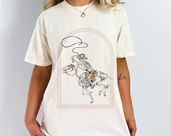 Comfort Colors Skeleton Cowboy T-Shirt: Vintage Inspired Unisex Tee