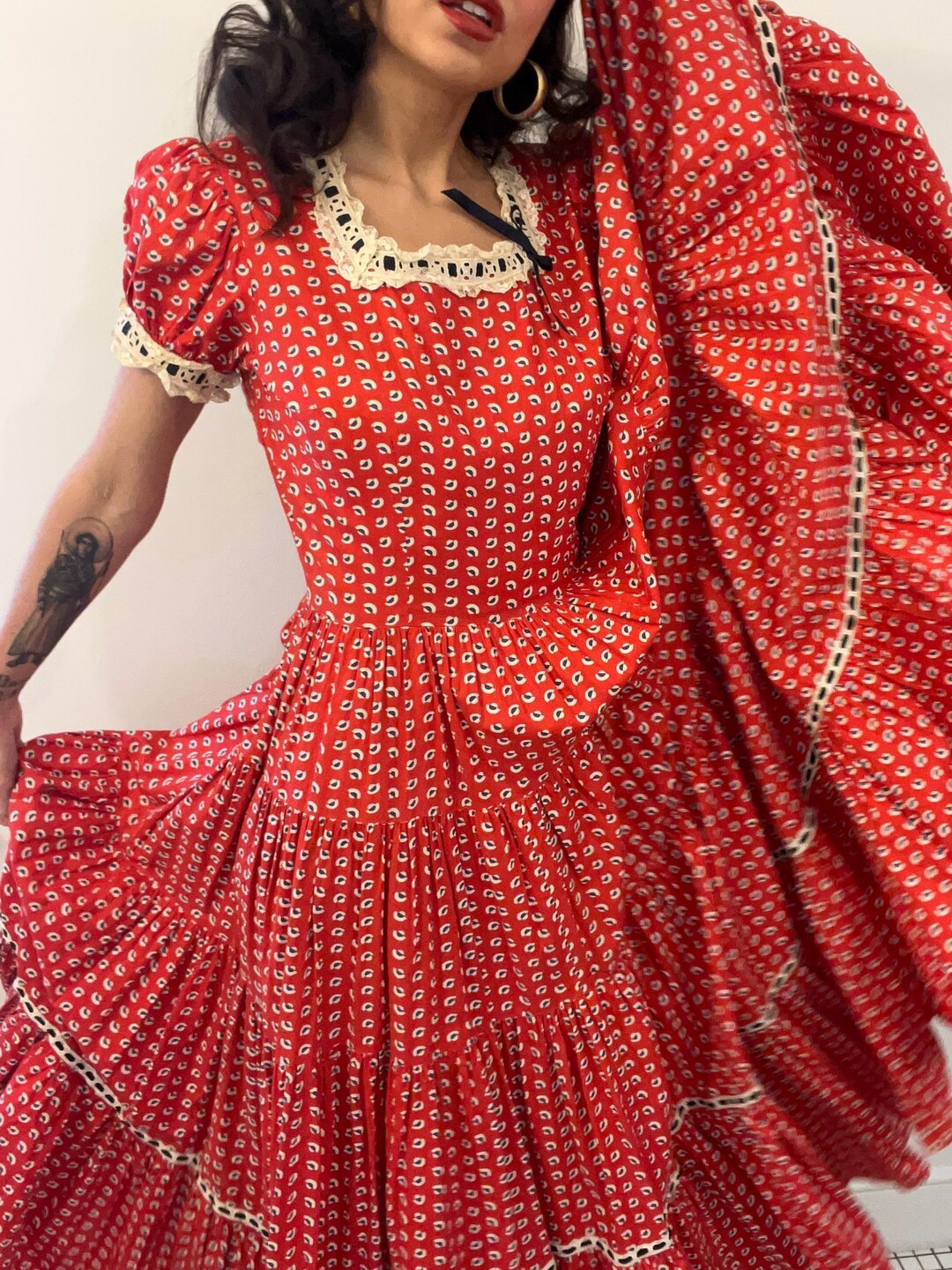 Vintage 1940s Micro Horse Pasture Print Dress | XS/S