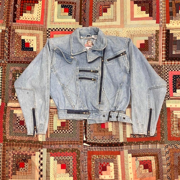 Vintage 80's Whipp Denim Biker Jacket