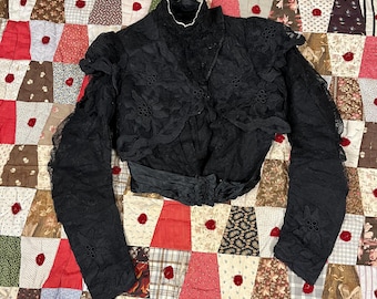 Antique Victorian Lace + Silk Bodice Top