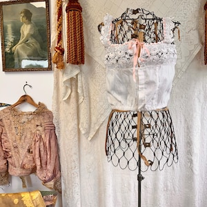 Antique Edwardian Corset Cover w/Crochet Yoke