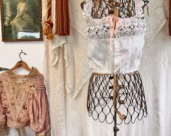 Antique Edwardian Corset Cover w/Crochet Yoke