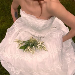 white dress open back Romantic White Open Back Half Sleeves A-line Lace Long Wedding Dress, MW208