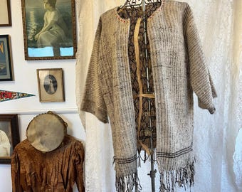 Antique Sarape Wool Fringed Coat
