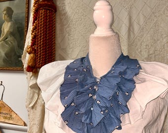 Antique 1930's Silk Detachable Collar Jabot w/Floral Print