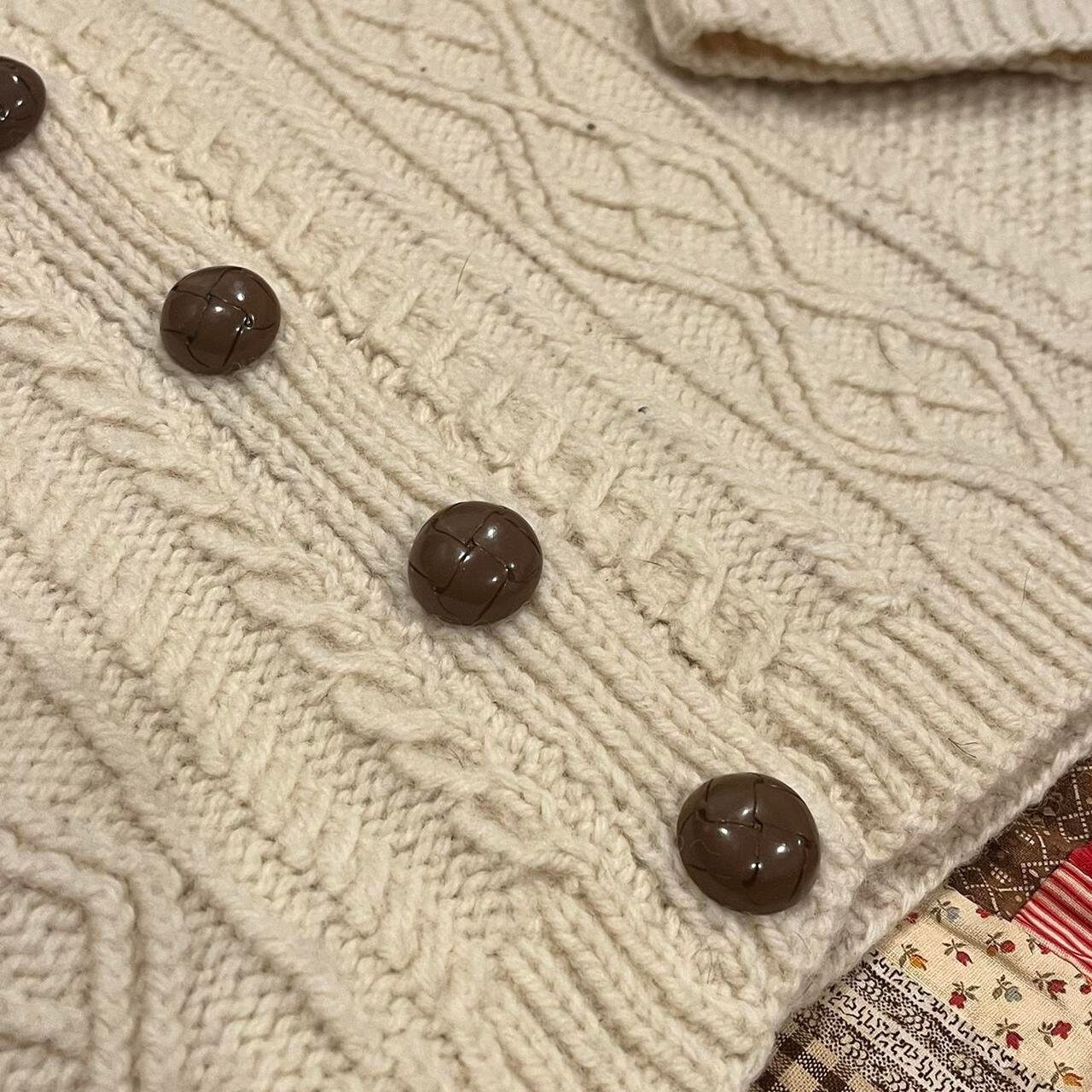 Metal Button Wool-Blend Knit Cardigan