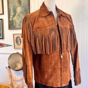Vintage 90&#39;s Leather Fringe Biker Jacket