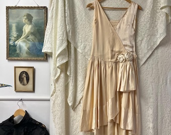 Antique 1920s Drop Waist Silk Dress - As Is