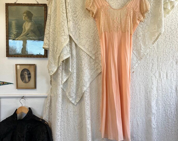 1930s White Lace Strappy Dress