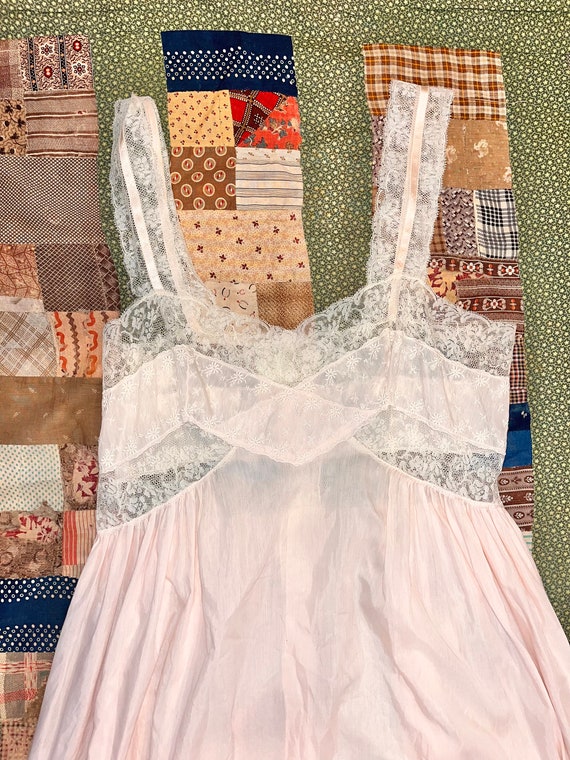 Vintage 1950's Lace + Embroidered Slip Dress - Bar