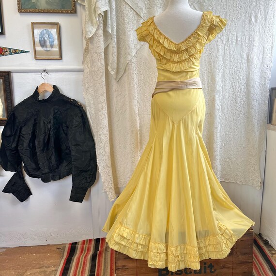 1930s Mesh and Pink Taffeta Gown