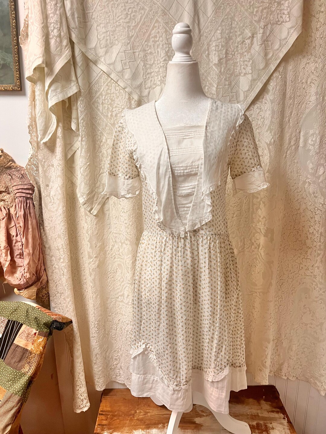 Antique 1930's Cotton Floral House Dress