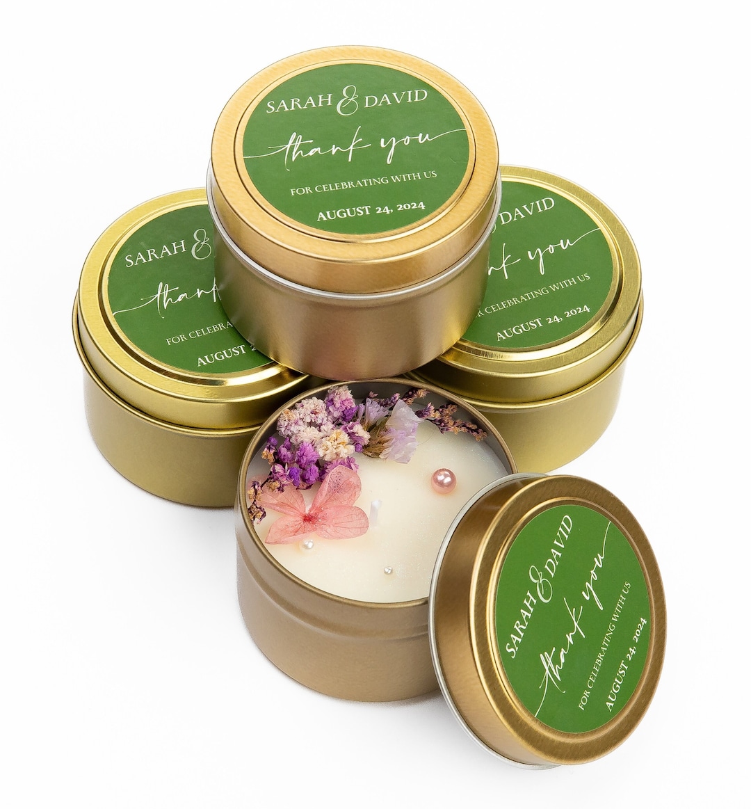 Custom Wedding Favor Candles: Soy Wax Flower Candles - Set of 6 - Etsy