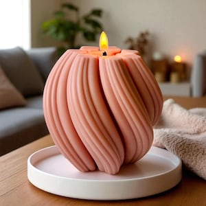 Extra Large Aesthetic Candle l Shaped Large Pillar Candle l Contemporary Design Twisted Candle l Gift For Her l Wedding Table Decor