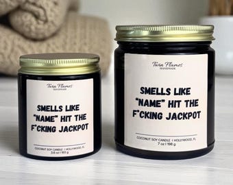 Funny Personalized Candle: "Name" Hit the Jackpot - Coconut Soy