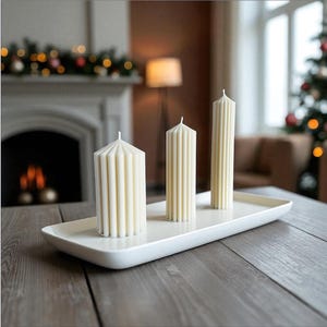 Thick Ribbed Soy Wax Candle: Christmas Table Decor