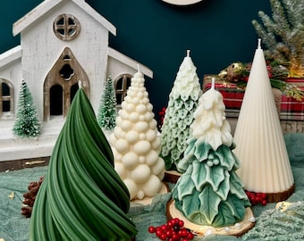 Christmas Tree Candle in Variety of Shapes: Holiday Scented Soy Candle / Xmas Decor