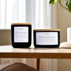 Black Ceramic Candle with Lid: Natural Soy Wax, Spa Aromatherapy