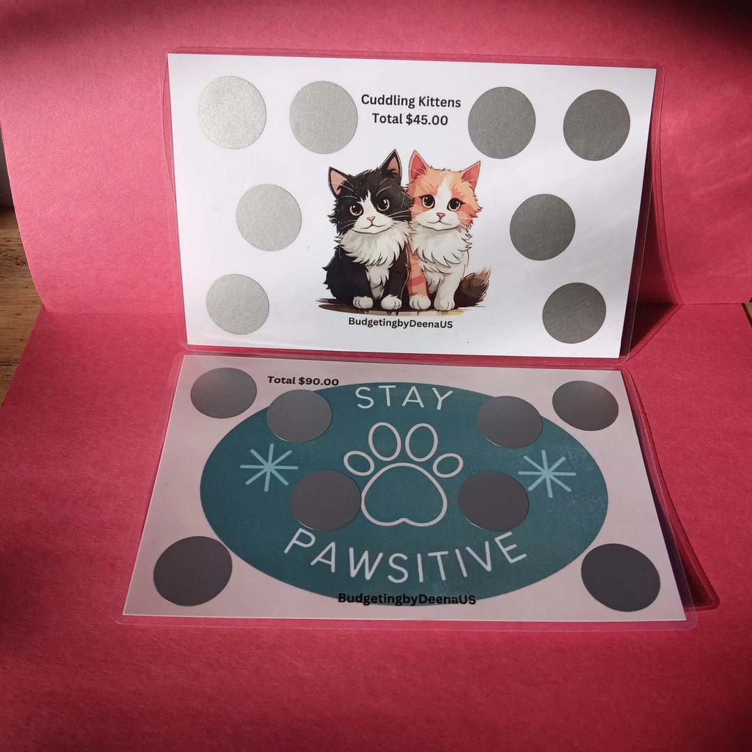 Free Lamination, Cats, Savings Challenge, Budgeting, Double Sided