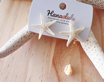 Gold Seestern & Muschel Ohrringe Set - Strand Style Ohrstecker Für Frauen