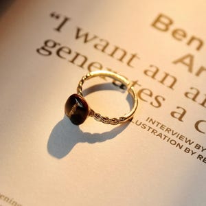 Real Kona Coffee Bean Ring: 18k Gold Plated, Handmade Hawaiian Jewelry